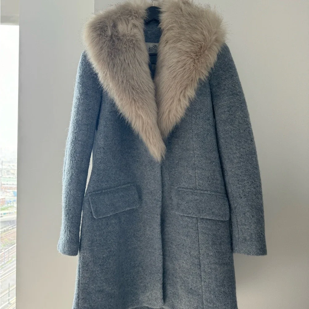 Belle Badgley Mischka The Holly Coat with Faux Fur Hood - Picture 5 of 7